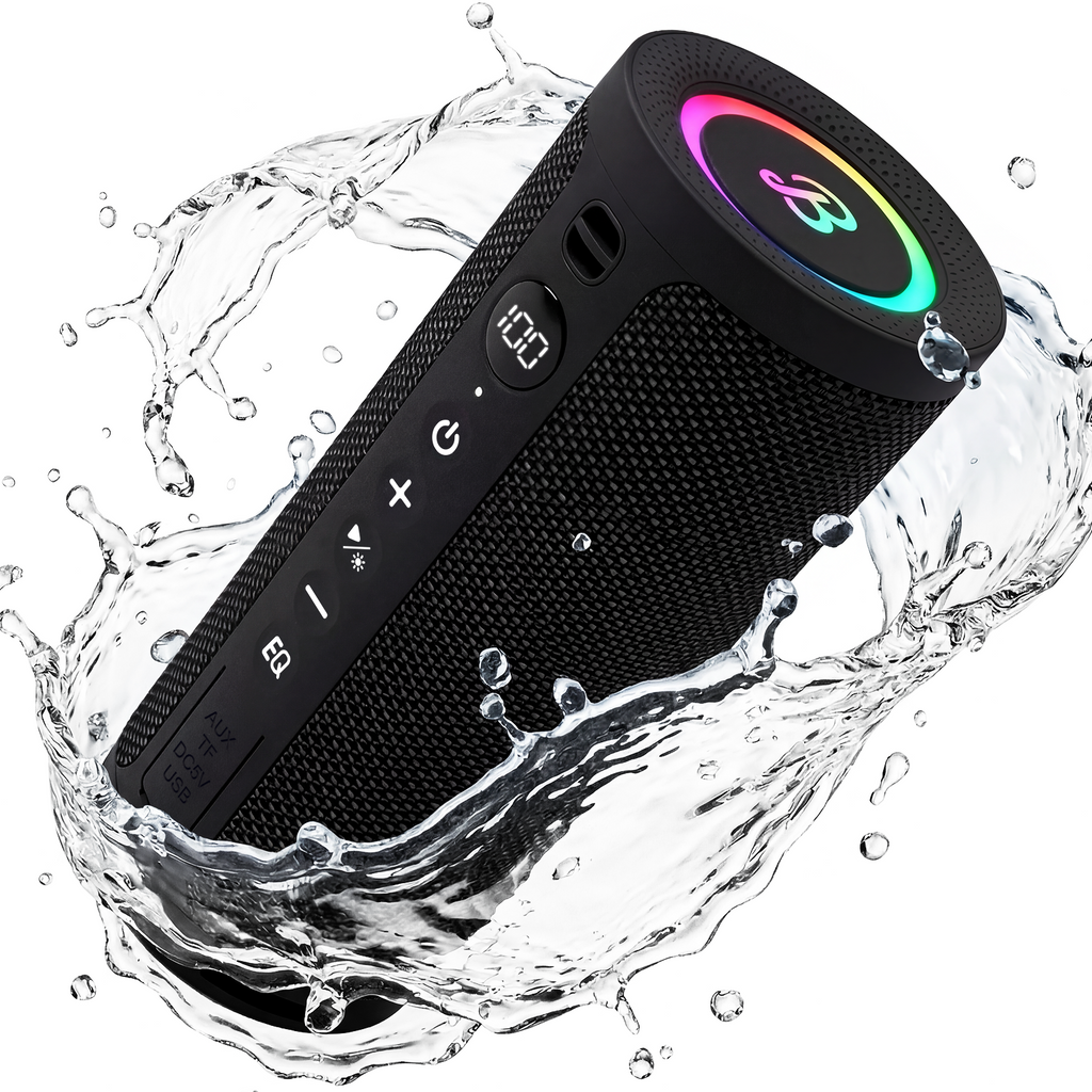 BassBloom Roar 3 Portable Bluetooth Speaker,20W Powerful Sound with JIKE Bass,IPX6 Waterproof,24H Playtime,Bluetooth 5.4,RGB Lights,Wireless TWS Pairing,Outdoor for Camping and Beach