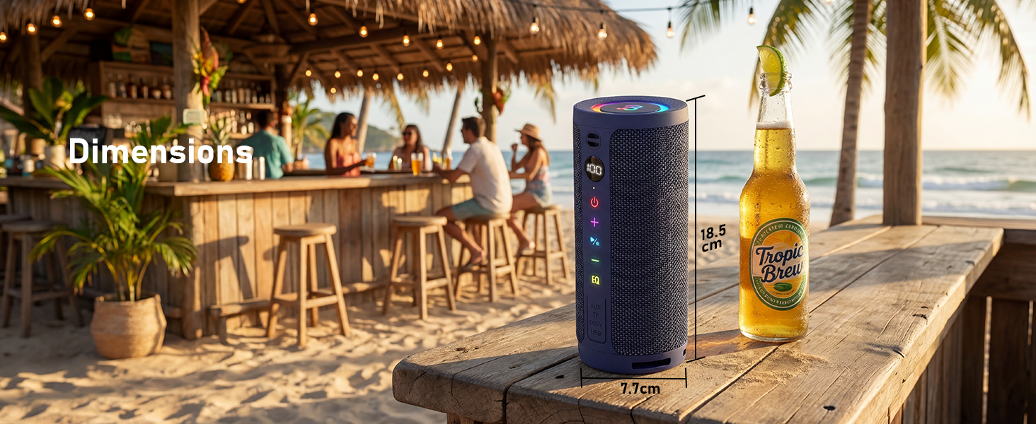 BassBloom Roar 3 Portable Bluetooth Speaker,20W Powerful Sound with JIKE Bass,IPX6 Waterproof,24H Playtime,Bluetooth 5.4,RGB Lights,Wireless TWS Pairing,Outdoor for Camping and Beach