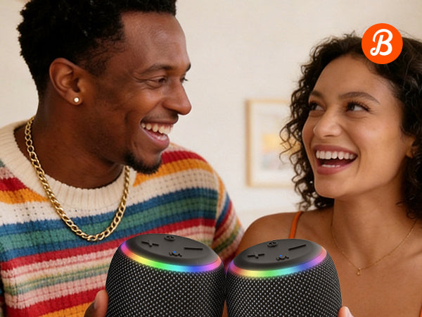 BassBloom ROOM 3 Portable Bluetooth Speaker – IPX6 Waterproof, TWS Pairing, 12W Powerful Stereo Sound with RGB Lights, Bluetooth 5.4, All-Day Playtime, For Use on Any Surface at Home