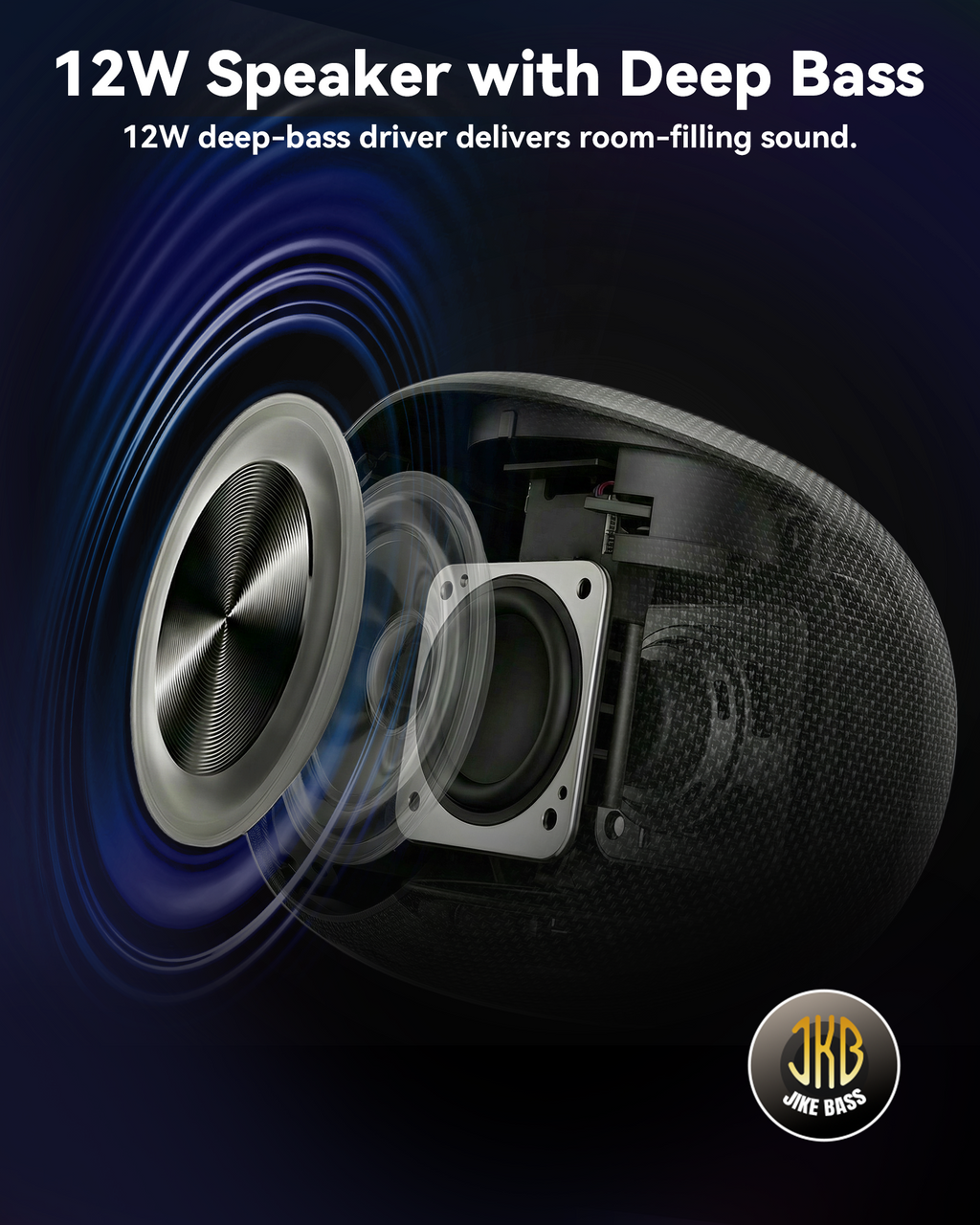 BassBloom ROOM 3 Portable Bluetooth Speaker – IPX6 Waterproof, TWS Pairing, 12W Powerful Stereo Sound with RGB Lights, Bluetooth 5.4, All-Day Playtime, For Use on Any Surface at Home