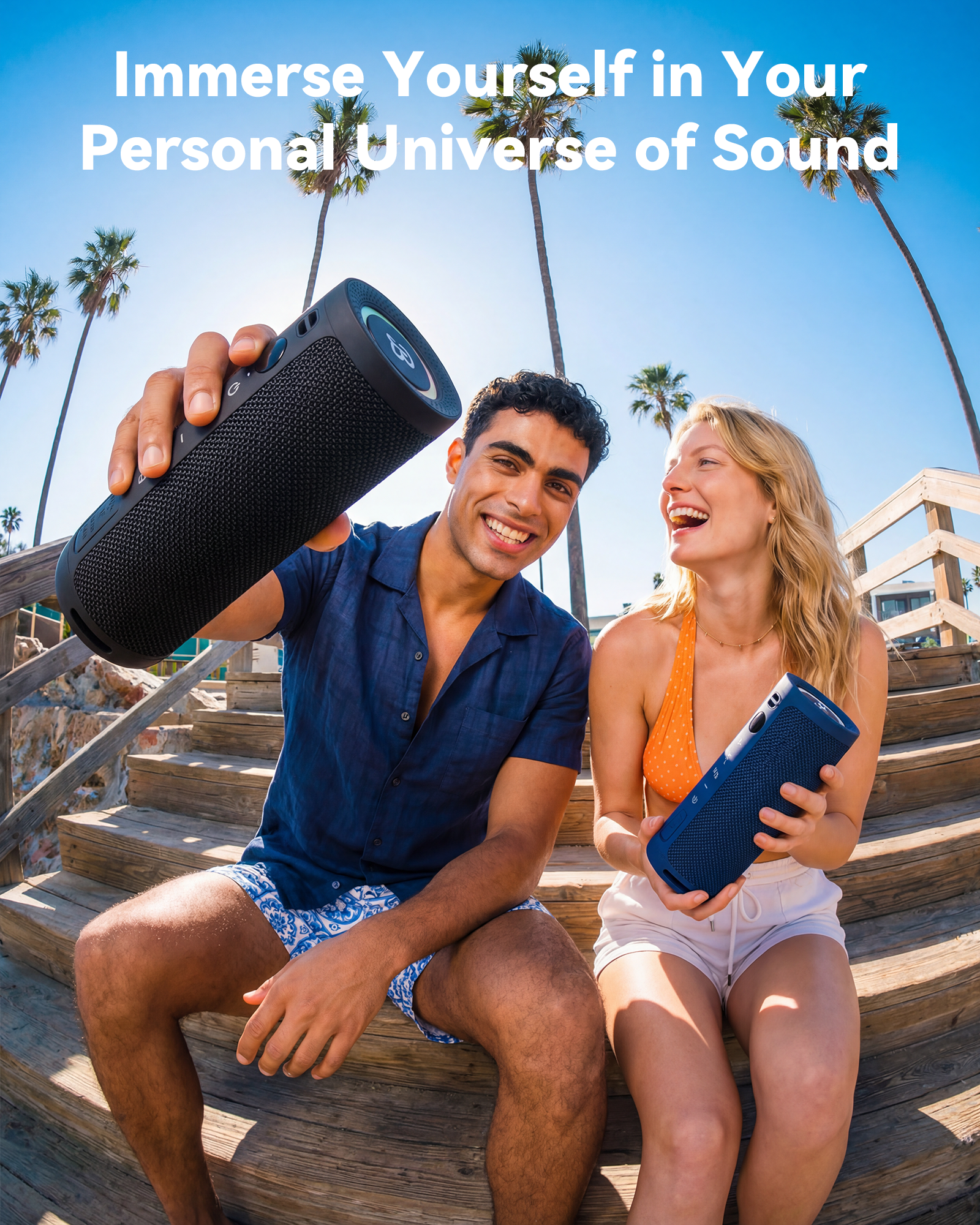BassBloom Roar 3 Portable Bluetooth Speaker,20W Powerful Sound with JIKE Bass,IPX6 Waterproof,24H Playtime,Bluetooth 5.4,RGB Lights,Wireless TWS Pairing,Outdoor for Camping and Beach