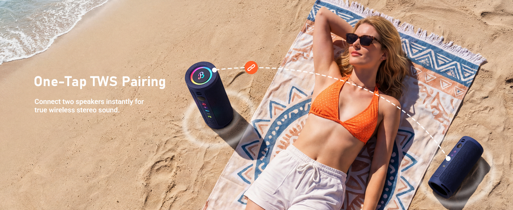 BassBloom Roar 3 Portable Bluetooth Speaker,20W Powerful Sound with JIKE Bass,IPX6 Waterproof,24H Playtime,Bluetooth 5.4,RGB Lights,Wireless TWS Pairing,Outdoor for Camping and Beach