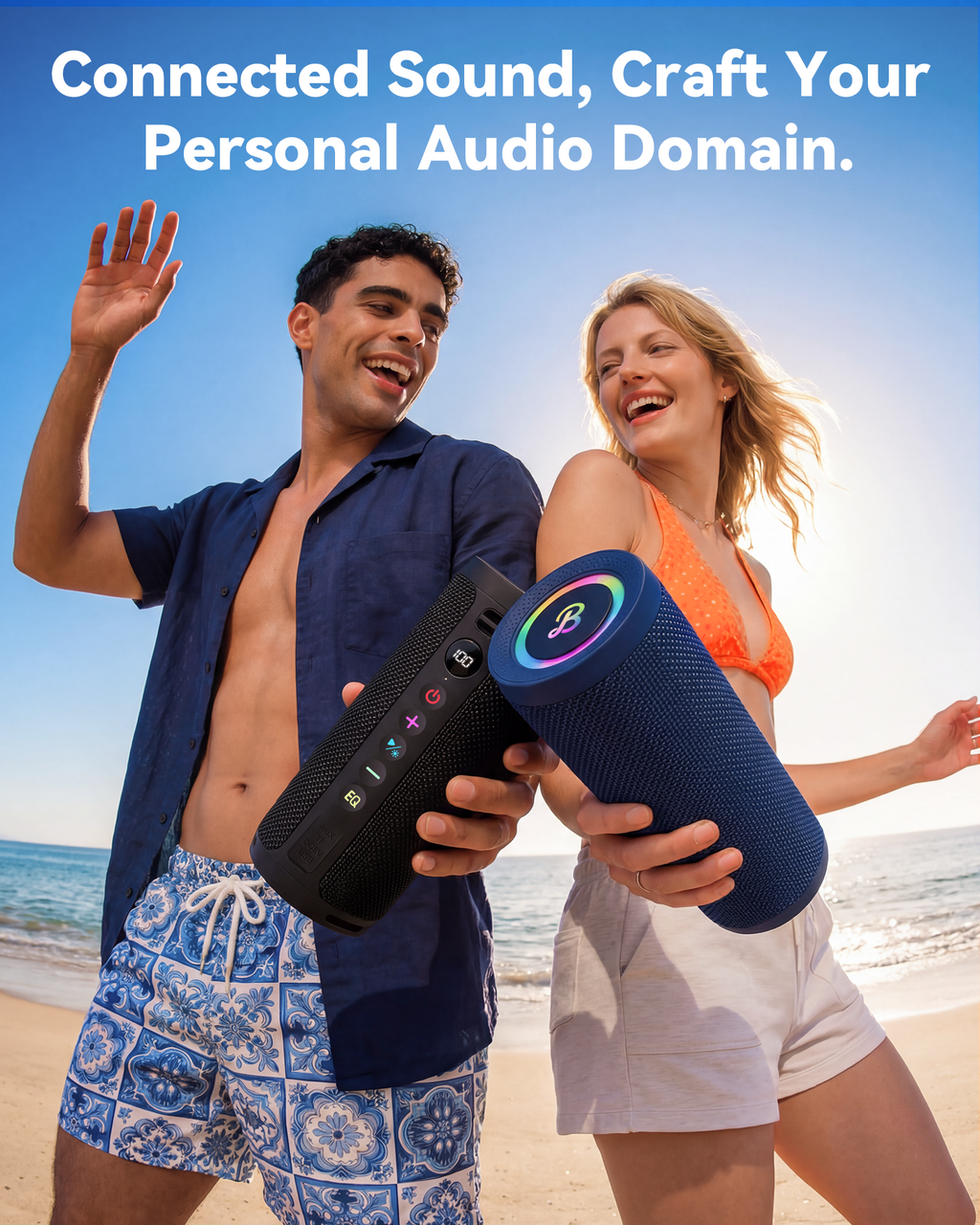 BassBloom Roar 3 Portable Bluetooth Speaker,20W Powerful Sound with JIKE Bass,IPX6 Waterproof,24H Playtime,Bluetooth 5.4,RGB Lights,Wireless TWS Pairing,Outdoor for Camping and Beach