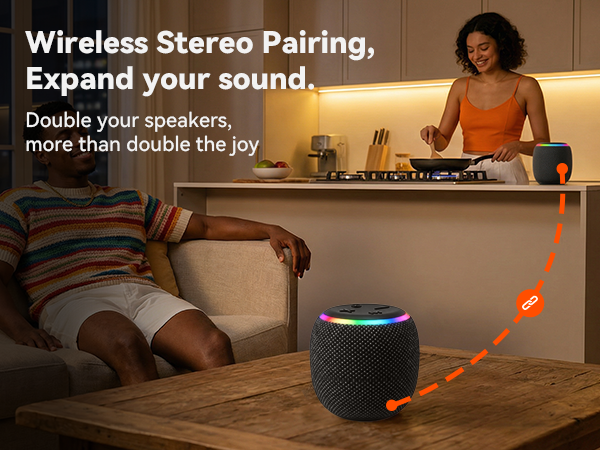 BassBloom ROOM 3 Portable Bluetooth Speaker – IPX6 Waterproof, TWS Pairing, 12W Powerful Stereo Sound with RGB Lights, Bluetooth 5.4, All-Day Playtime, For Use on Any Surface at Home