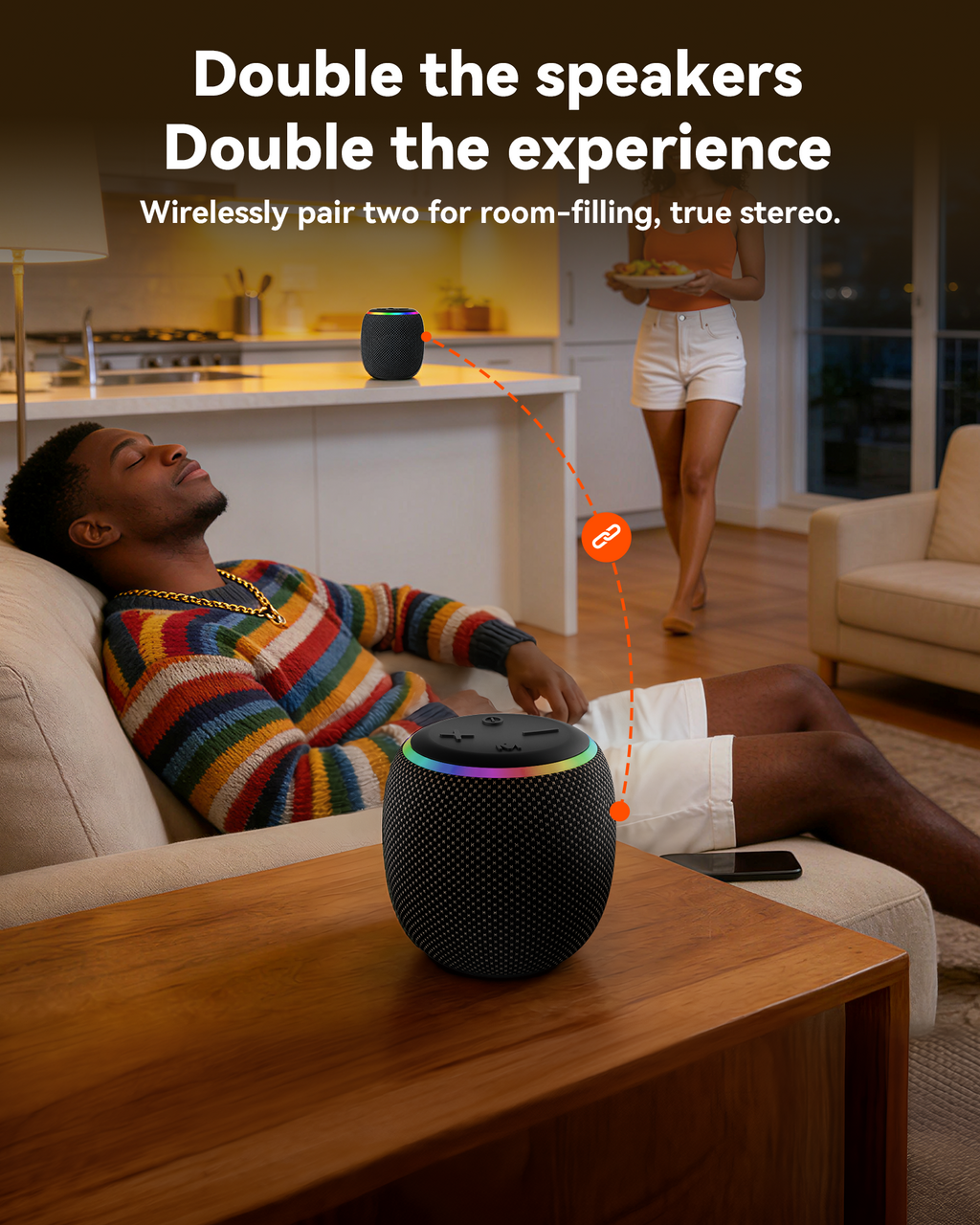 BassBloom ROOM 3 Portable Bluetooth Speaker – IPX6 Waterproof, TWS Pairing, 12W Powerful Stereo Sound with RGB Lights, Bluetooth 5.4, All-Day Playtime, For Use on Any Surface at Home