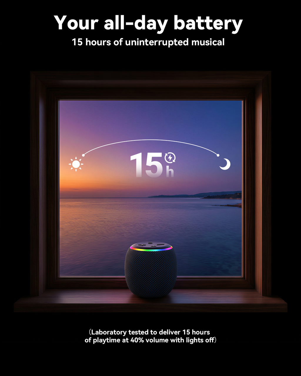 BassBloom ROOM 3 Portable Bluetooth Speaker – IPX6 Waterproof, TWS Pairing, 12W Powerful Stereo Sound with RGB Lights, Bluetooth 5.4, All-Day Playtime, For Use on Any Surface at Home