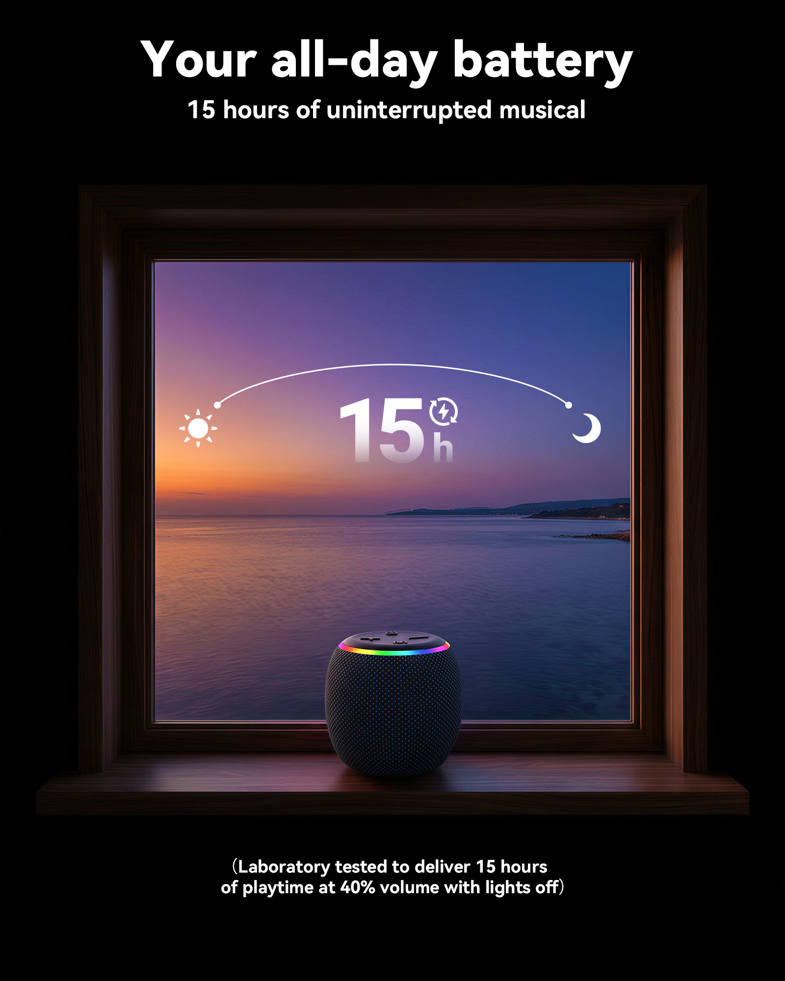BassBloom ROOM 3 Portable Bluetooth Speaker – IPX6 Waterproof, TWS Pairing, 12W Powerful Stereo Sound with RGB Lights, Bluetooth 5.4, All-Day Playtime, For Use on Any Surface at Home