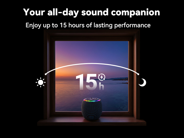 BassBloom ROOM 3 Portable Bluetooth Speaker – IPX6 Waterproof, TWS Pairing, 12W Powerful Stereo Sound with RGB Lights, Bluetooth 5.4, All-Day Playtime, For Use on Any Surface at Home