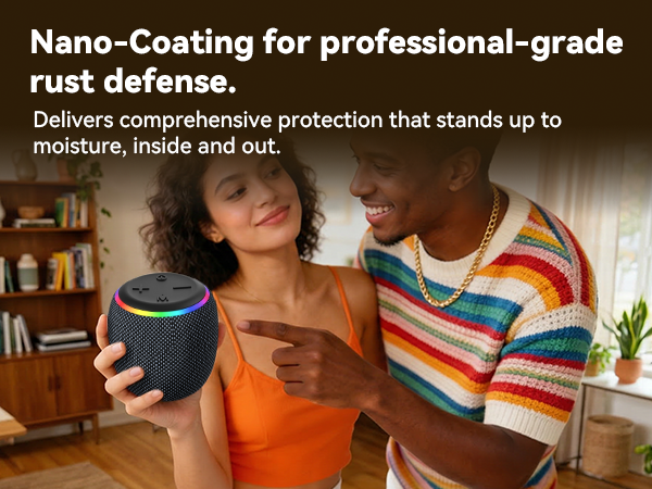 BassBloom ROOM 3 Portable Bluetooth Speaker – IPX6 Waterproof, TWS Pairing, 12W Powerful Stereo Sound with RGB Lights, Bluetooth 5.4, All-Day Playtime, For Use on Any Surface at Home