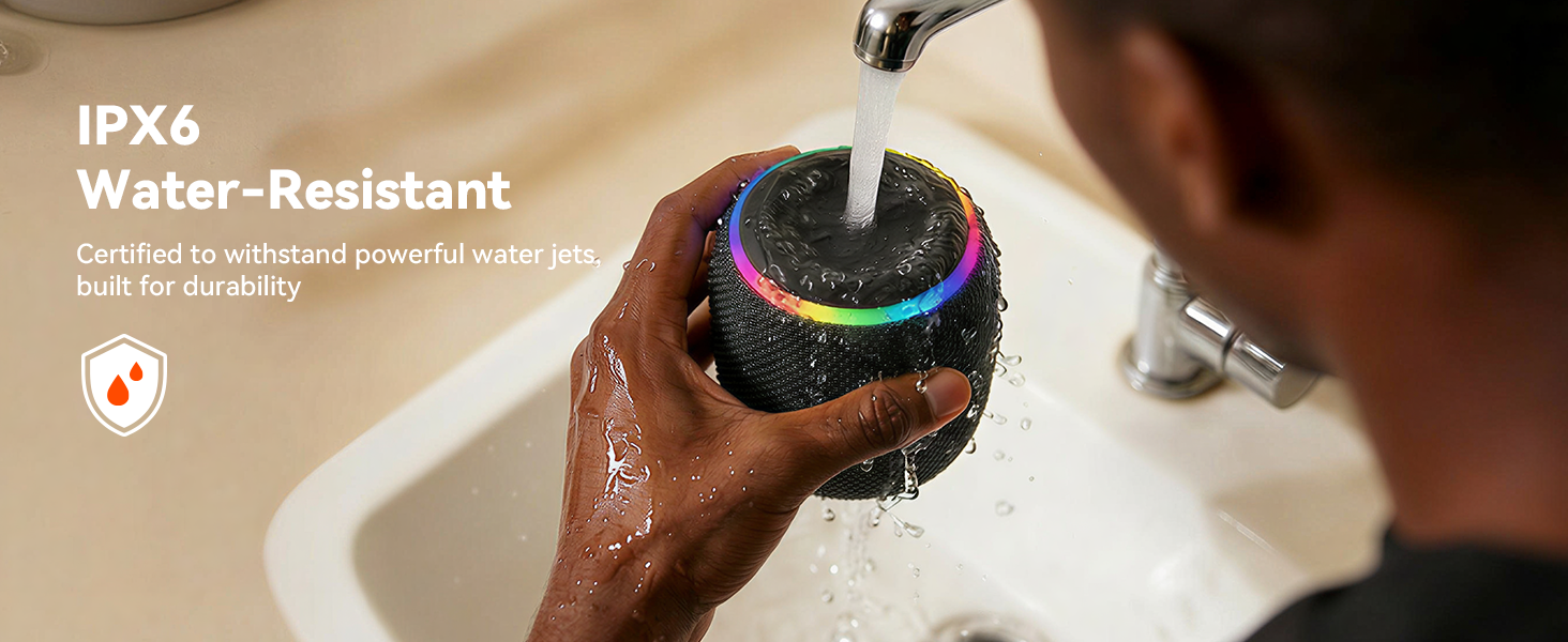BassBloom ROOM 3 Portable Bluetooth Speaker – IPX6 Waterproof, TWS Pairing, 12W Powerful Stereo Sound with RGB Lights, Bluetooth 5.4, All-Day Playtime, For Use on Any Surface at Home