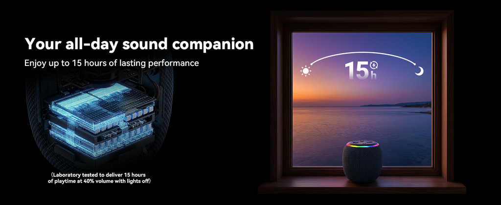BassBloom ROOM 3 Portable Bluetooth Speaker – IPX6 Waterproof, TWS Pairing, 12W Powerful Stereo Sound with RGB Lights, Bluetooth 5.4, All-Day Playtime, For Use on Any Surface at Home