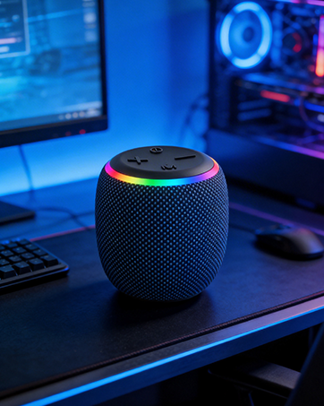 BassBloom ROOM 3 Portable Bluetooth Speaker – IPX6 Waterproof, TWS Pairing, 12W Powerful Stereo Sound with RGB Lights, Bluetooth 5.4, All-Day Playtime, For Use on Any Surface at Home