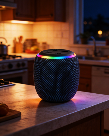 BassBloom ROOM 3 Portable Bluetooth Speaker – IPX6 Waterproof, TWS Pairing, 12W Powerful Stereo Sound with RGB Lights, Bluetooth 5.4, All-Day Playtime, For Use on Any Surface at Home