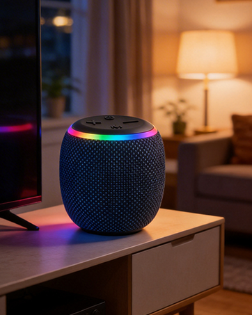 BassBloom ROOM 3 Portable Bluetooth Speaker – IPX6 Waterproof, TWS Pairing, 12W Powerful Stereo Sound with RGB Lights, Bluetooth 5.4, All-Day Playtime, For Use on Any Surface at Home