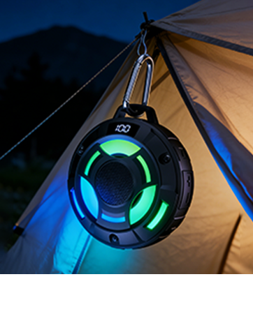 BassBloom Room 1 Portable Bluetooth Speaker,IPX7 Waterproof Shower Speaker with 12W Powerful Sound, 15H Playtime, LED Power Display, RGB Lights, for Pool, Beach, Camping